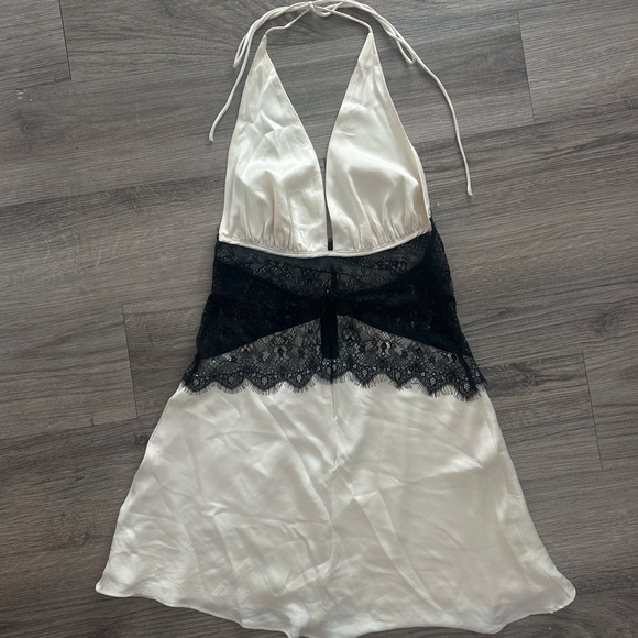 Meshki Lace And Satin Mini Dress - Black/Ivory - Picture 6 of 8